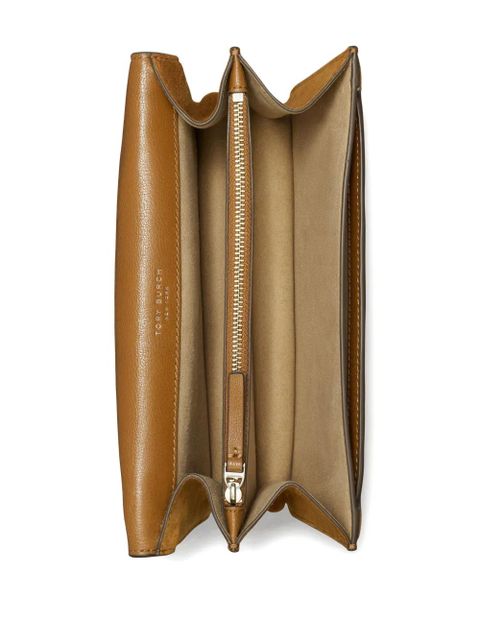 Tory Burch monogram suede shoulder bag - Brown