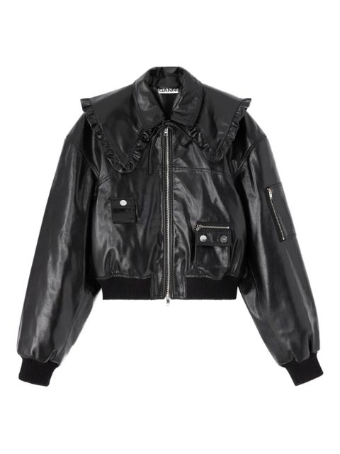 GANNI ruffled-collar jacket - Black - zdjęcie produktu nr 1