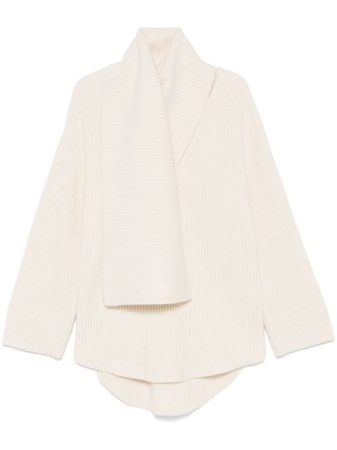 TOTEME attached-scarf sweater - White - zdjęcie produktu nr 1
