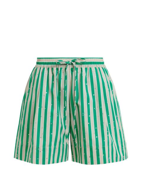 Essentiel Antwerp striped rhinestone-embellished shorts - Green - zdjęcie produktu nr 1