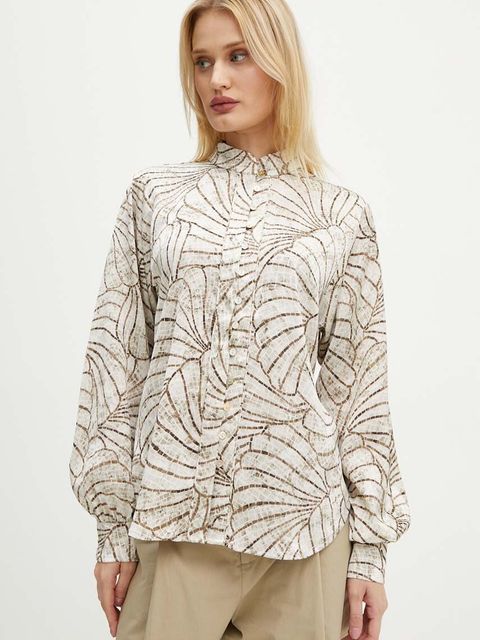 Bruuns Bazaar koszula AcaciaBBMeras shirt damska kolor beżowy regular BBW4179