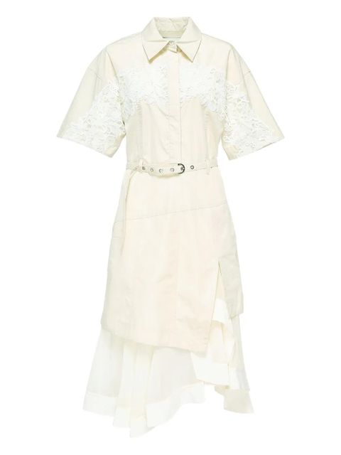3.1 Phillip Lim lace-panel belted shirt dress - Neutrals - zdjęcie produktu nr 1