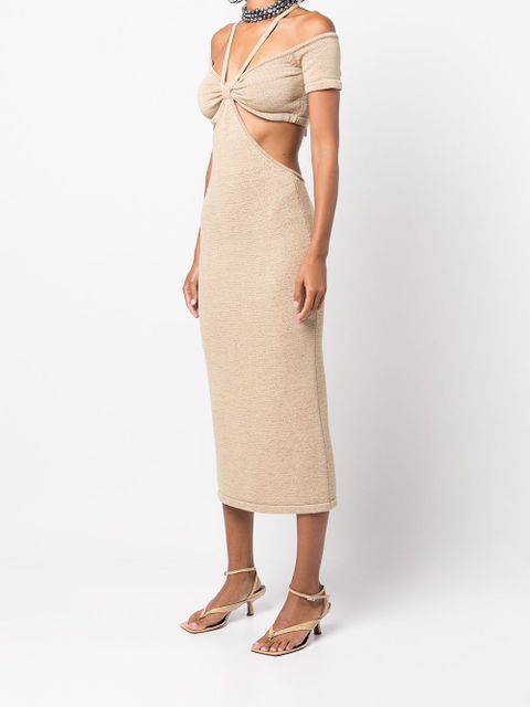 Cult Gaia Alicia knit cold-shoulder dress - Brown
