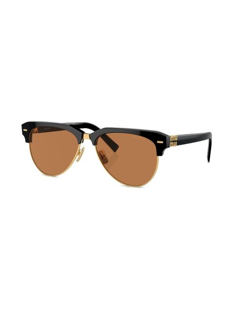 Miu Miu Eyewear logo-lettering navigator-frame sunglasses - Black - zdjęcie produktu nr 2