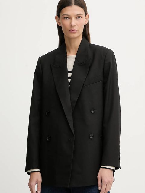 G-Star marynarka z dodatkiem wełny 0 kolor czarny dwurzędowa gładka D27131.E200 - zdjęcie produktu nr 1