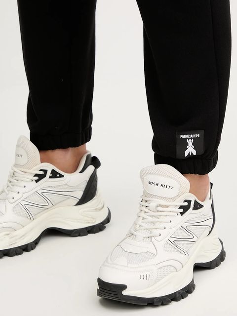 Patrizia Pepe spodnie dresowe bawełniane damskie kolor czarny gładkie 8P0765 J079