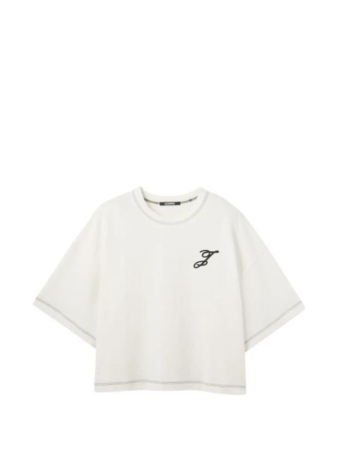 Jacquemus logo embroidered detail t-shirt - White - zdjęcie produktu nr 1