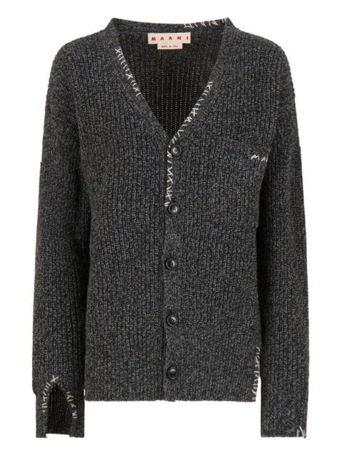 Marni V-neck logo-embroidered cardigan - Grey - zdjęcie produktu nr 1