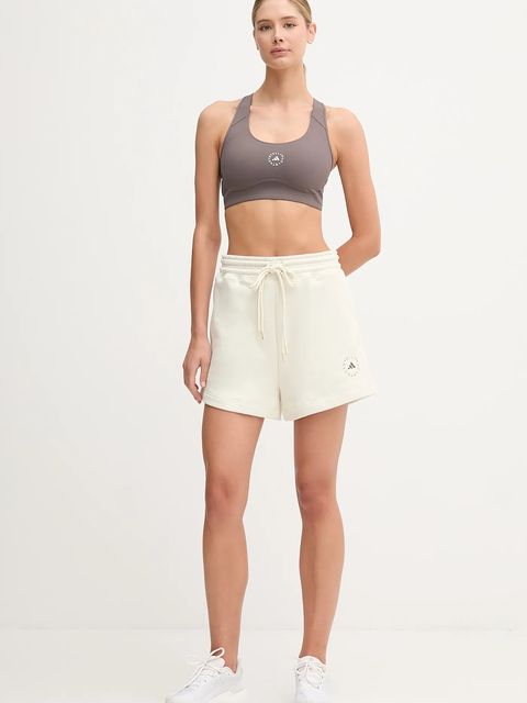 adidas by Stella McCartney szorty treningowe damskie kolor beżowy gładkie high waist JX6786
