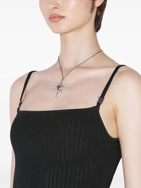 MISBHV spaghetti straps logo hardware knitted top - Black