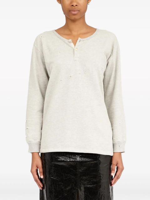 Maison Margiela Invitation distressed cotton sweatshirt - Neutrals