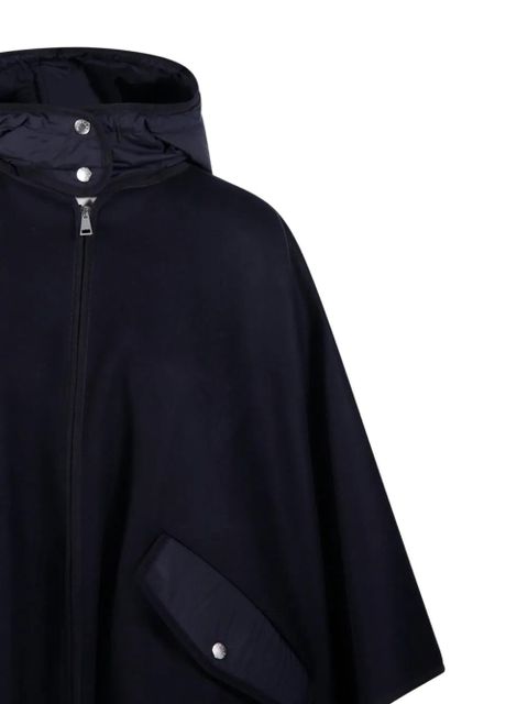 Moncler logo-patch hooded cape - Blue