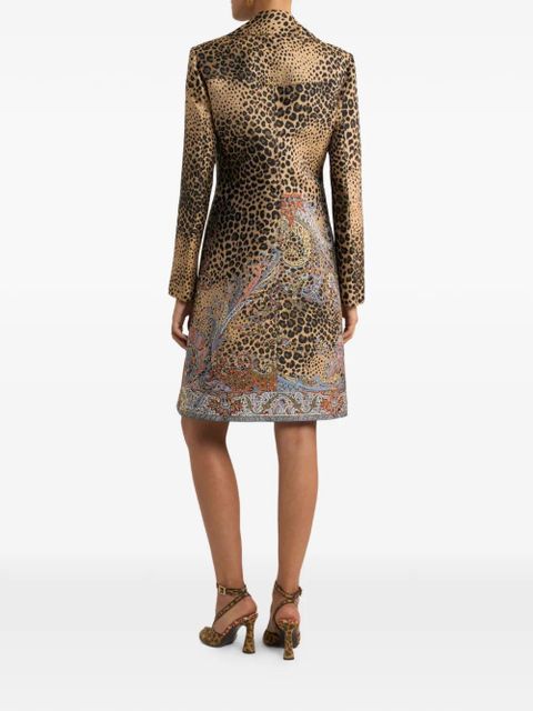 ETRO double-breasted jacquard coat - Brown