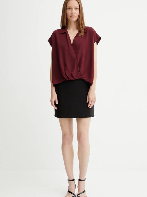 Calvin Klein bluzka damska kolor bordowy gładka LV044C199G - zdjęcie produktu nr 2