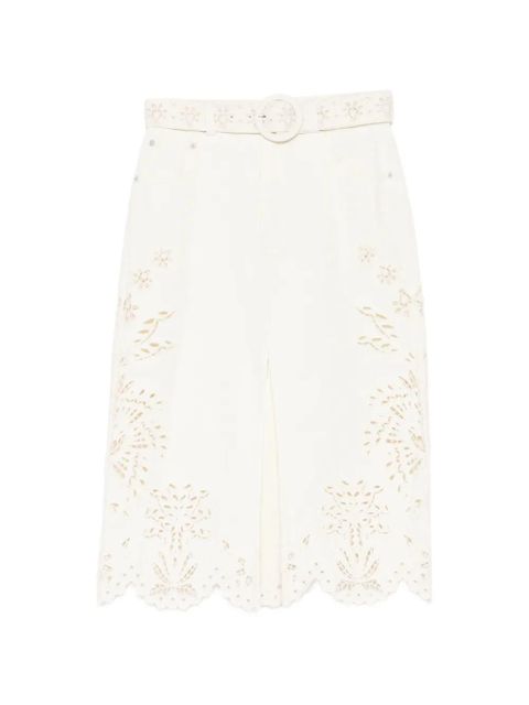 FARM Rio laser-cut scallop straight skirt - Neutrals - zdjęcie produktu nr 1