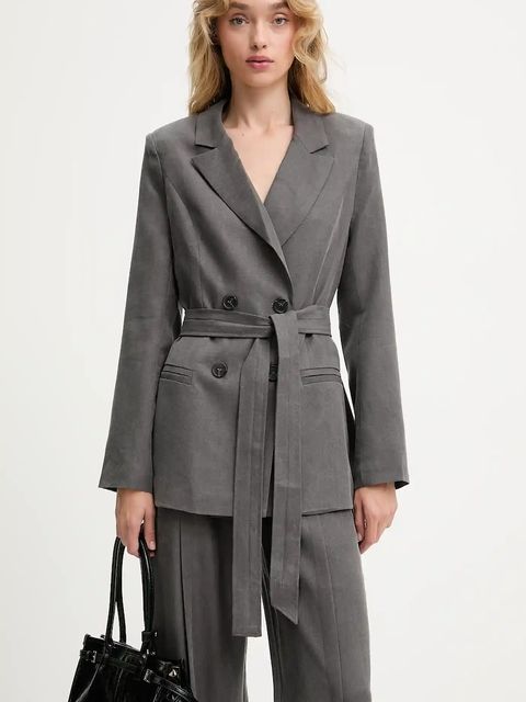 Answear.LAB marynarka kolor szary dwurzędowa gładka