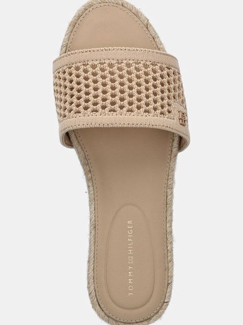 Tommy Hilfiger klapki KNIT MESH ESPADRILLE FLAT SANDAL damskie kolor beżowy FW0FW08744