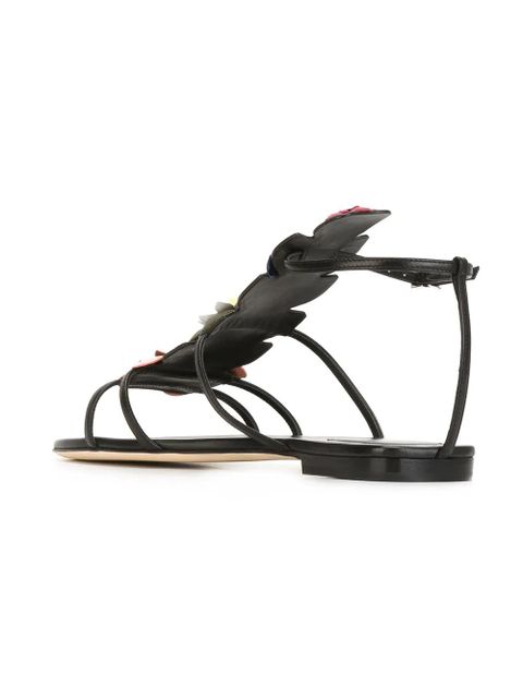 FENDI floral embellished sandals - Black