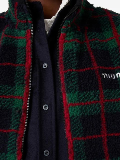 Miu Miu checked zipper jacket - Green