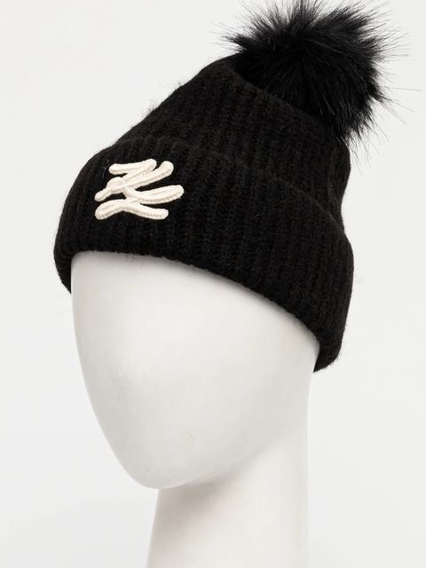 Karl Lagerfeld czapka kolor czarny z grubej dzianiny A1W33103