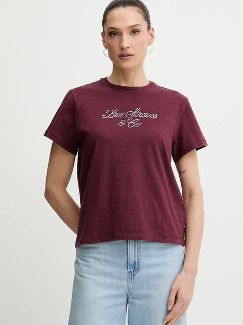 Levi's t-shirt bawełniany damski kolor bordowy A2226 - zdjęcie produktu nr 1