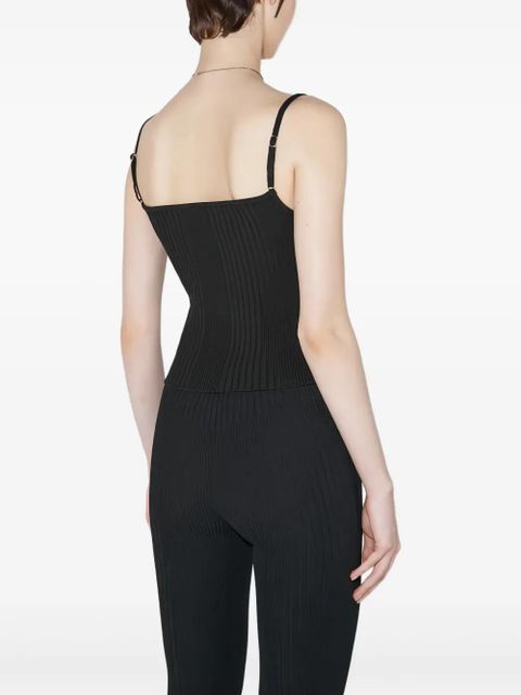 MISBHV spaghetti straps logo hardware knitted top - Black