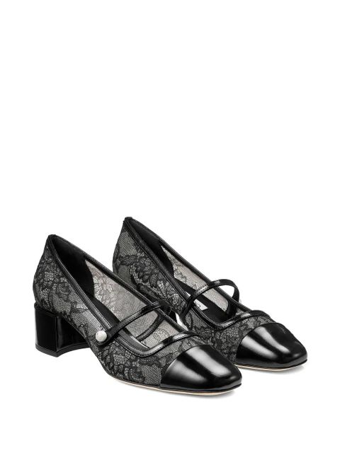 Jimmy Choo 45mm Elisa lace-embellishment pumps - Black