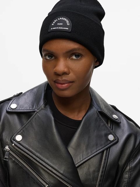 Karl Lagerfeld czapka z domieszką wełny K/RSG kolor czarny A4W33107