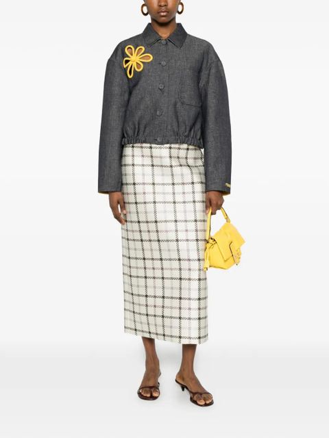 FENDI flower-appliqué cropped jacket - Blue - zdjęcie produktu nr 2