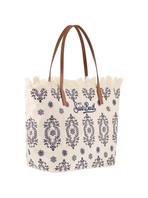 MC2 Saint Barth embroidered frayed-edge tote bag - Neutrals