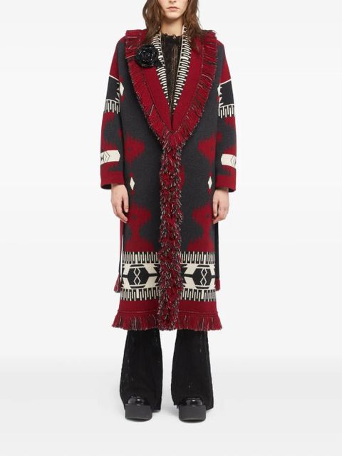 Alanui Icon jacquard fringed coat - Red - zdjęcie produktu nr 2