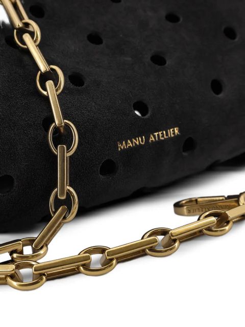 Manu Atelier mini Cylinder perforated shoulder bag - Black