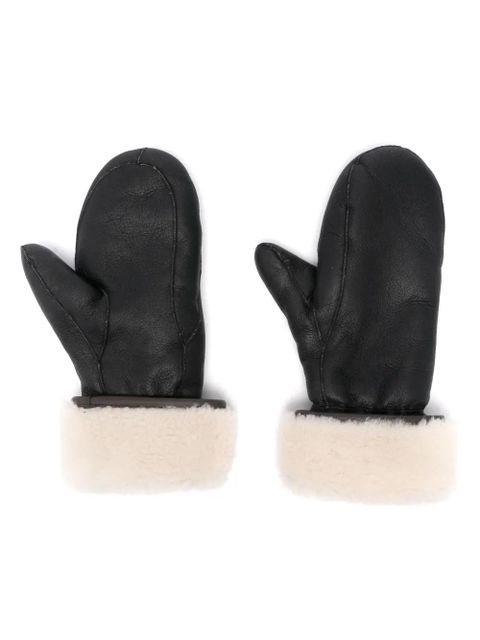 Yves Salomon shearling-lining mittens - Black - zdjęcie produktu nr 1
