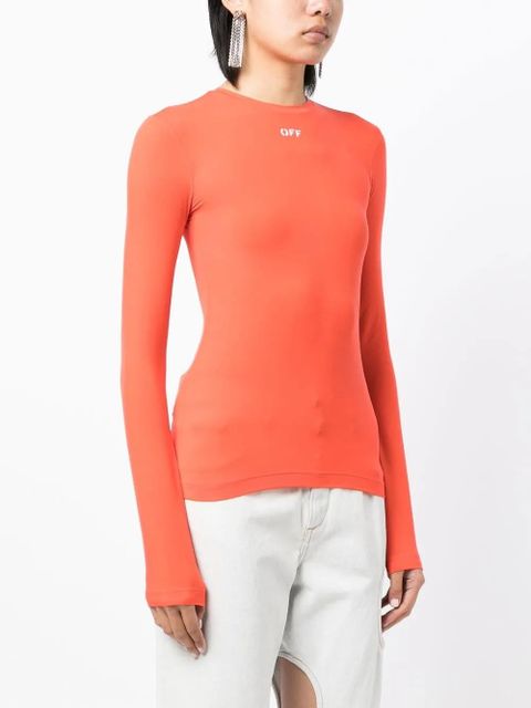 Off-White logo-print long-sleeve top - Orange