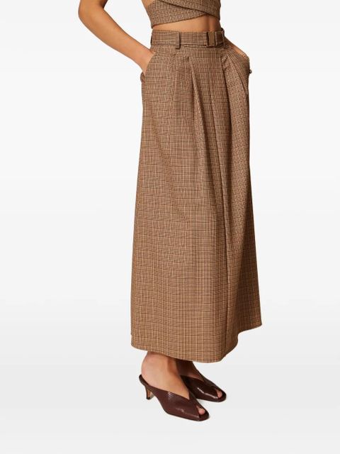 TWINSET plaid-pattern belted skirt - Brown