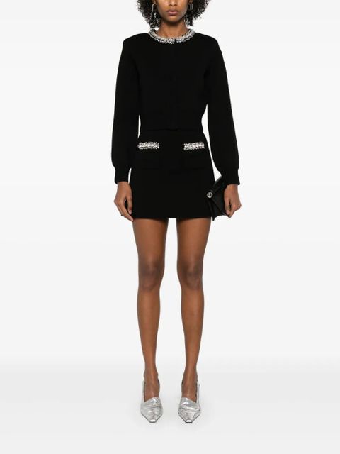 Self-Portrait knitted embellished mini skirt - Black