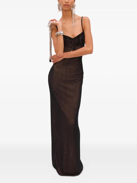 AREA hotfix-embellishment maxi dress - Brown - zdjęcie produktu nr 2