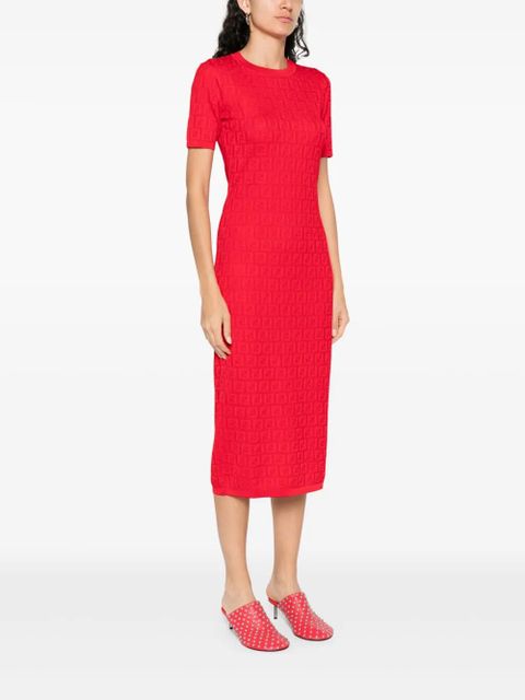 FENDI FF-jacquard dress - Red
