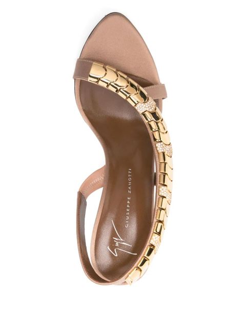 Giuseppe Zanotti 105mm Gz Dafne chain-embellished slingback sandals - Neutrals