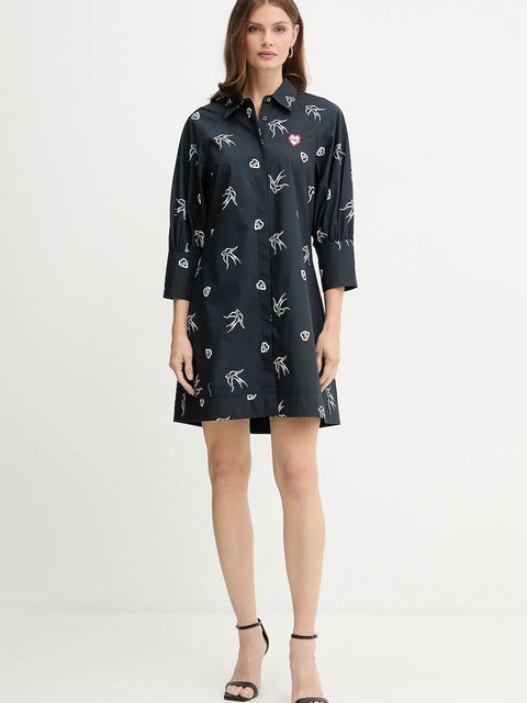 Pinko sukienka bawełniana kolor czarny mini prosta 105476 A2QA - zdjęcie produktu nr 2