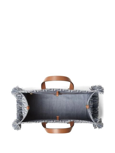 FENDI Summer FF-logo frayed tote bag - Blue