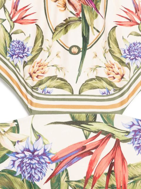FARM Rio Strilitzia cut-out floral-print swimsuit - Neutrals