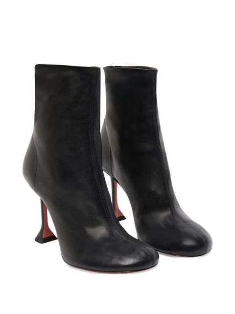 Amina Muaddi 95mm Iris seam heel leather boots - Black