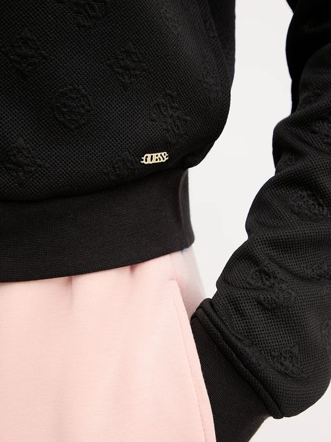 Guess bluza PEONY damska kolor czarny z kapturem gładka V5YQ06 KBSL2