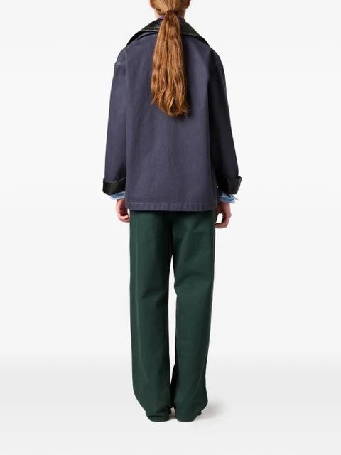 Miu Miu patch-pocket embroidered-logo jacket - Blue