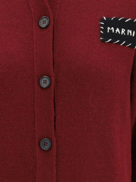 Marni logo-patch button-fastening cardigan - Red