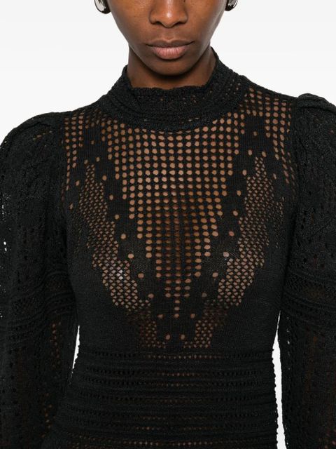 ISABEL MARANT puff-sleeve crochet dress - Black