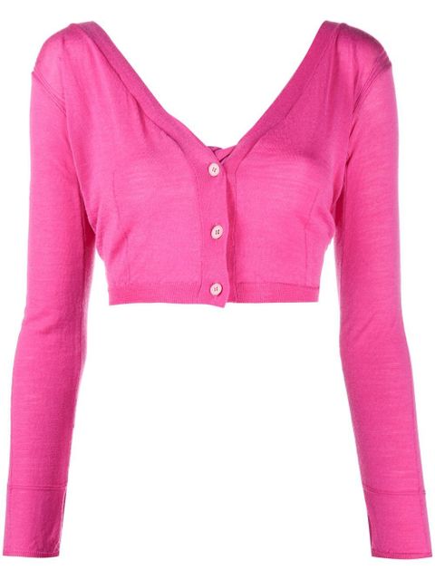 Jacquemus cropped button-fastening cardigan - Pink - zdjęcie produktu nr 1