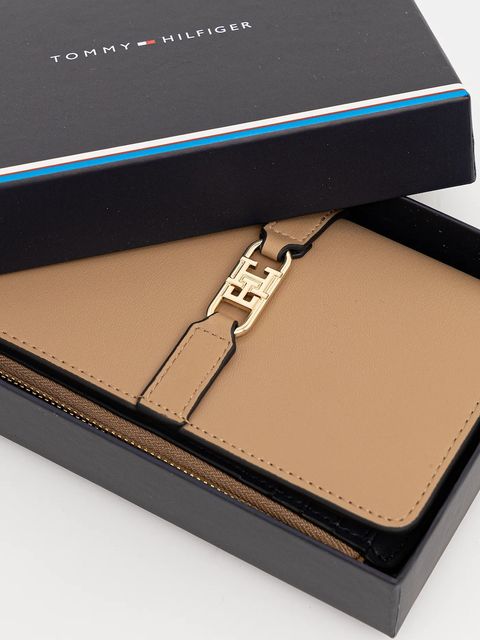 Tommy Hilfiger portfel damski kolor beżowy AW0AW17752