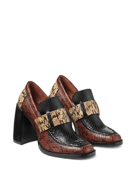 Jimmy Choo 80mm Tylor snakeskin-effect block-heel pumps - Brown